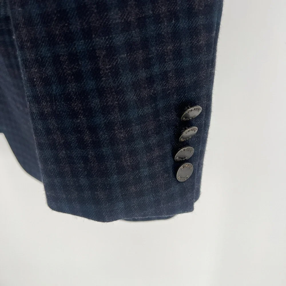 Z Zegna Blazer Mens 52R Wool‎ Plaid Drop 7 Blue Preppy Classic Designer